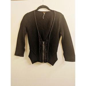 Free People Dark Brown 1/2 Zip Sweater